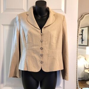 Vintage Escada cropped neutral blazer with scallop lapels & shoulderpads size 38